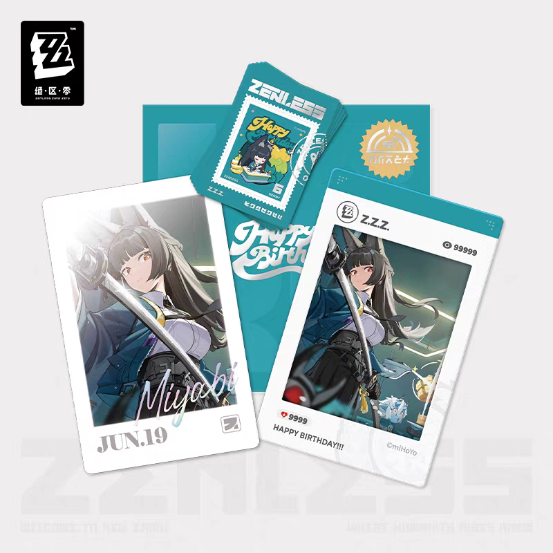 Zenless Zone Zero Official HB2U Birthday Momento Set Vol.5 Burnice Corin Miyabi Pulchra Polaroid Card Stamp Sticker
