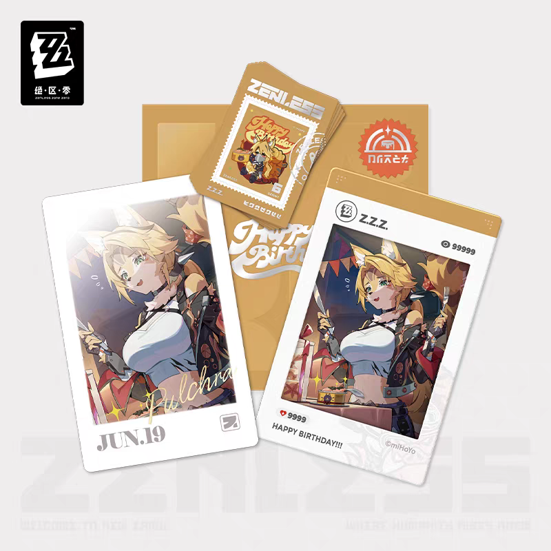 Zenless Zone Zero Official HB2U Birthday Momento Set Vol.5 Burnice Corin Miyabi Pulchra Polaroid Card Stamp Sticker