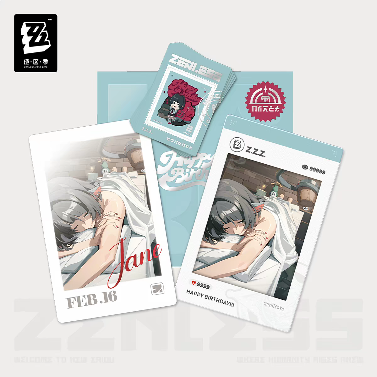 Zenless Zone Zero Official HB2U Birthday Momento Set Vol.6 Soldier 11 Anby Jane Caesar Polaroid Card Stamp Sticker