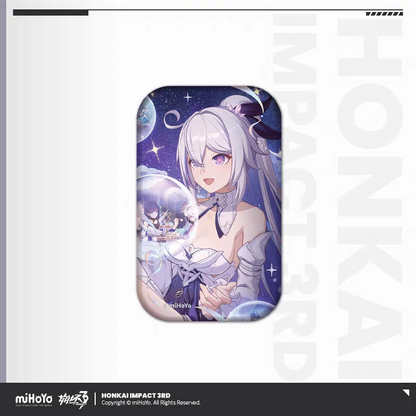Honkai Impact 3rd birthday art tin badge - blonde character with bear cake