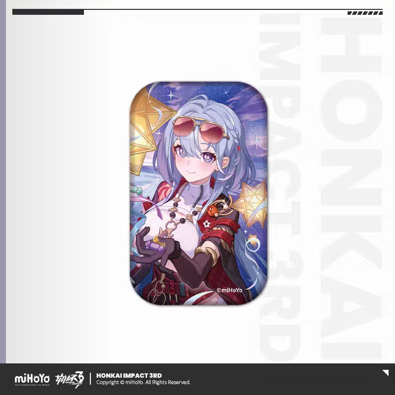 Honkai Impact 3rd birthday art tin badge - silver hair character with lanterns