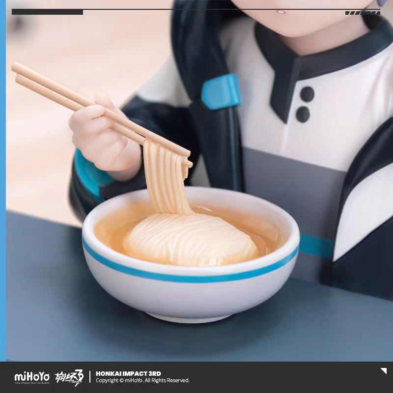 Honkai Impact 3rd Kevin Kaslana chibi figure - close-up ramen bowl and chopsticks accessory detail