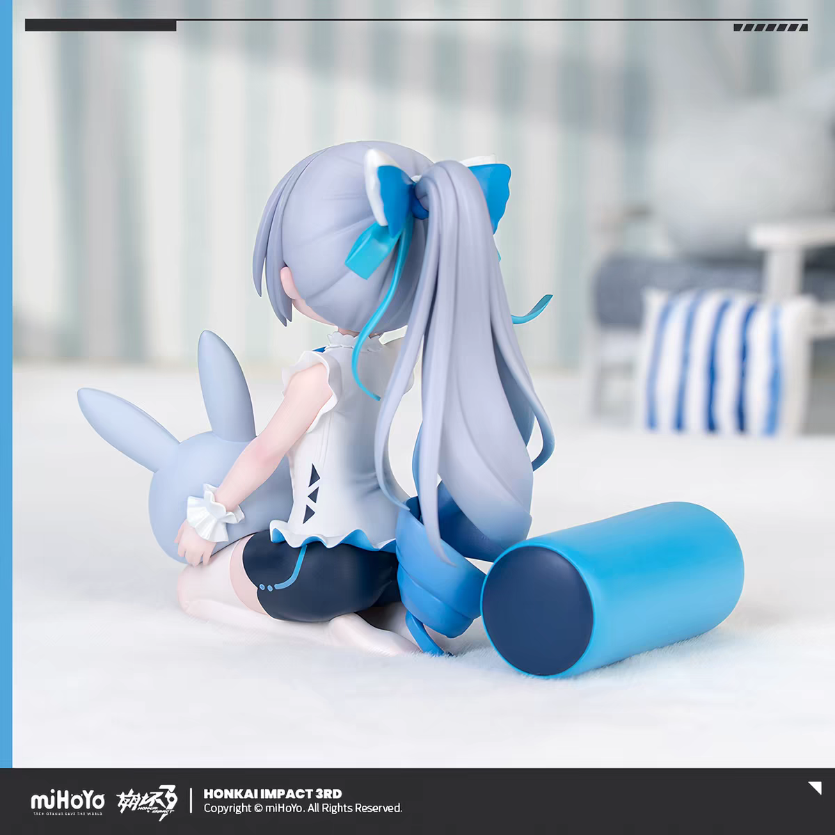 Honkai Impact 3rd Bronya chibi figure - back view showing silver blue twin-tails and white dress