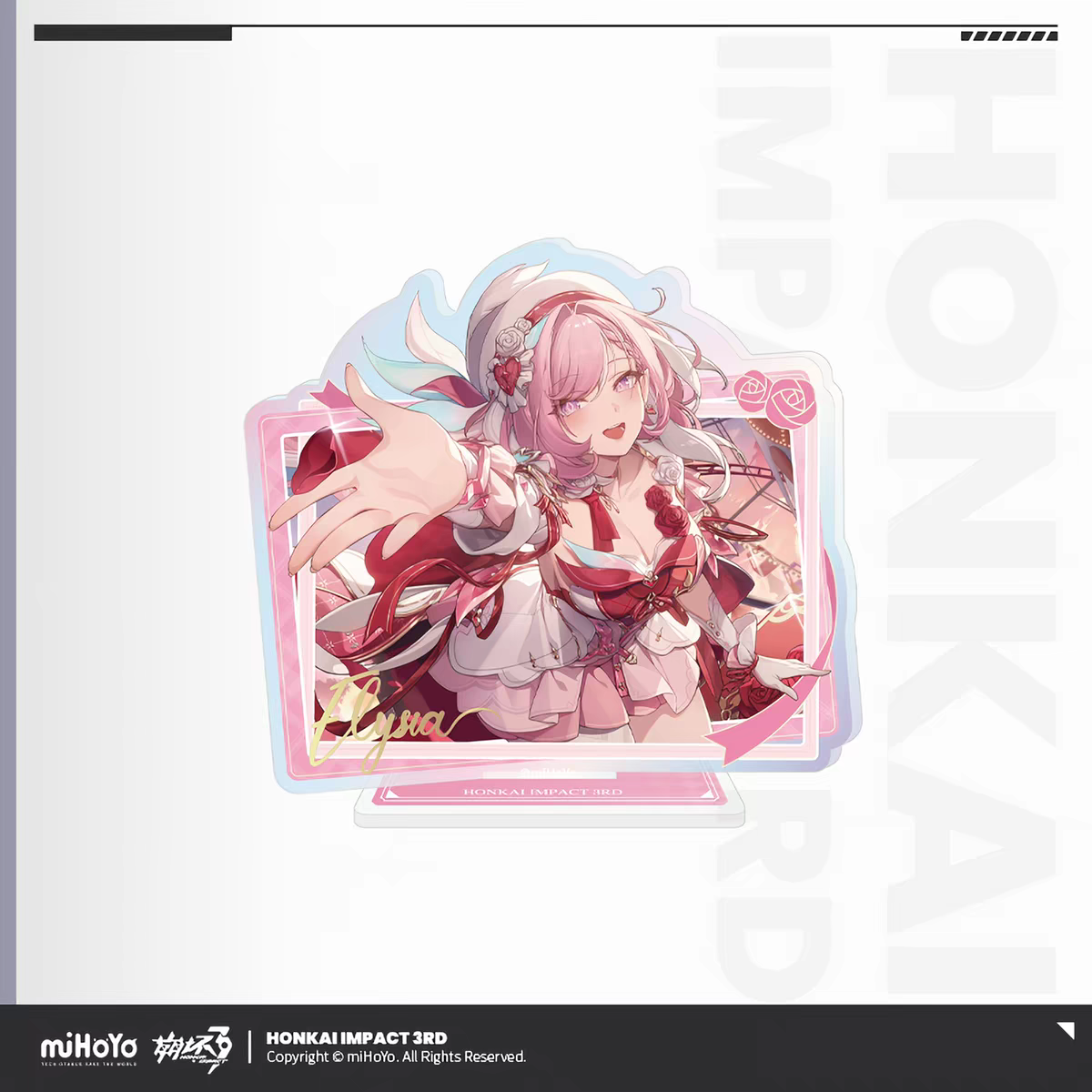 Honkai Impact 3rd Elysia Miracle of Love - shaped acrylic stand holographic border rose motif