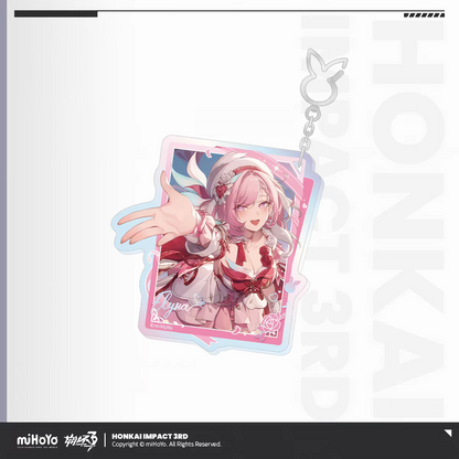 Honkai Impact 3rd Elysia Miracle of Love - shaped acrylic keychain with silver bunny charm ring