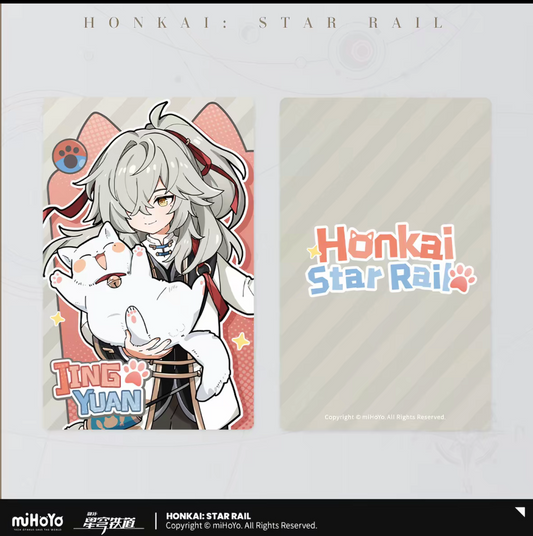 Honkai Star Rail chibi cat laser ticket Vol.2 - Yunli orange-pink theme with white cat front and back