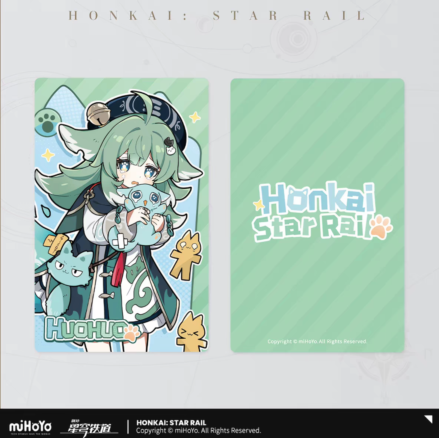 Honkai Star Rail chibi cat laser ticket Vol.2 - Lingsha red theme with pink cat companion front and back