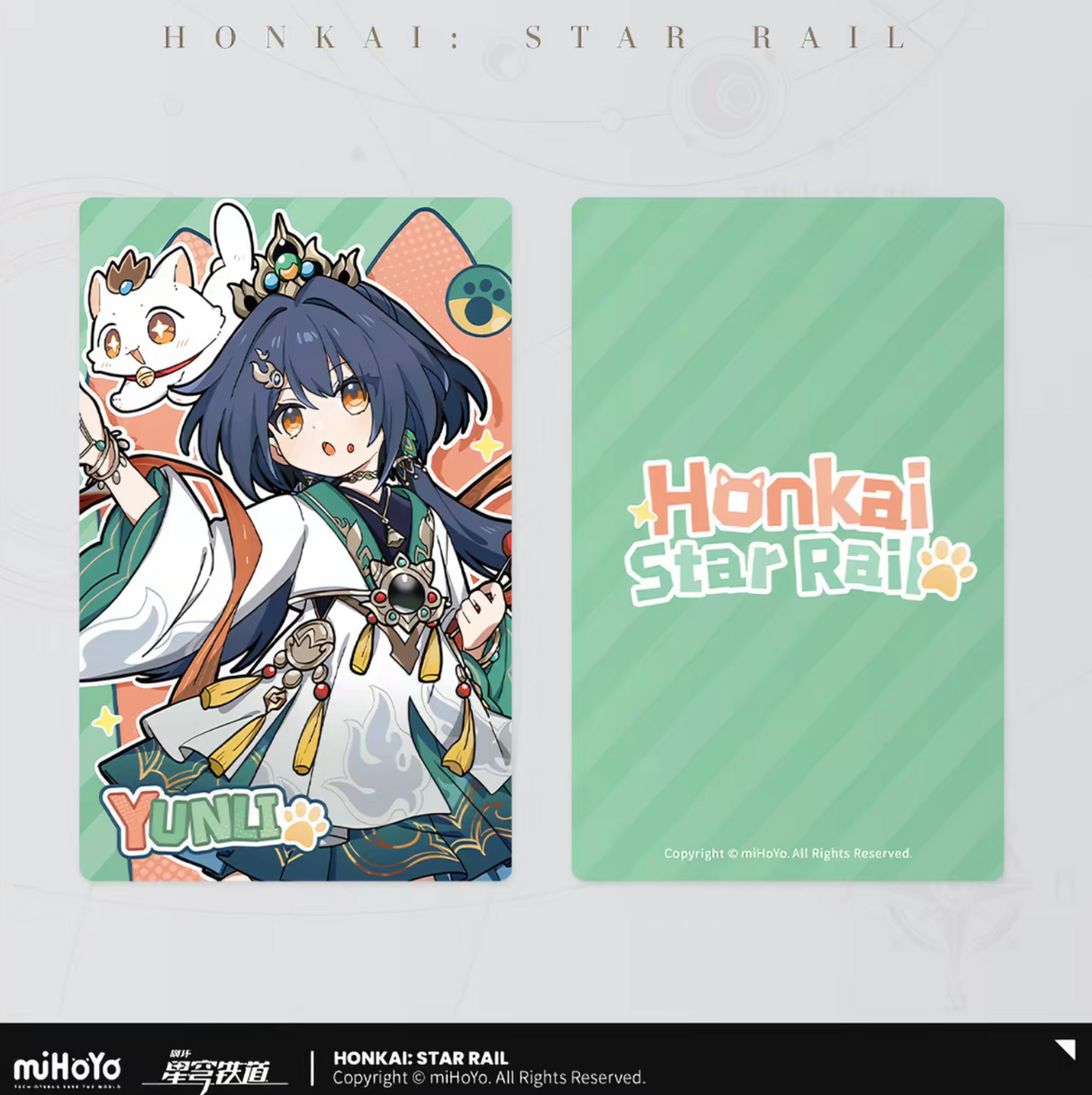 Honkai Star Rail chibi cat laser ticket Vol.2 - Fugue orange theme with white rabbit front and back