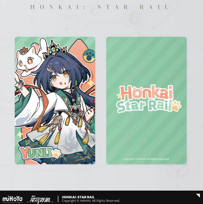 Honkai Star Rail chibi cat laser ticket Vol.2 - Fugue orange theme with white rabbit front and back
