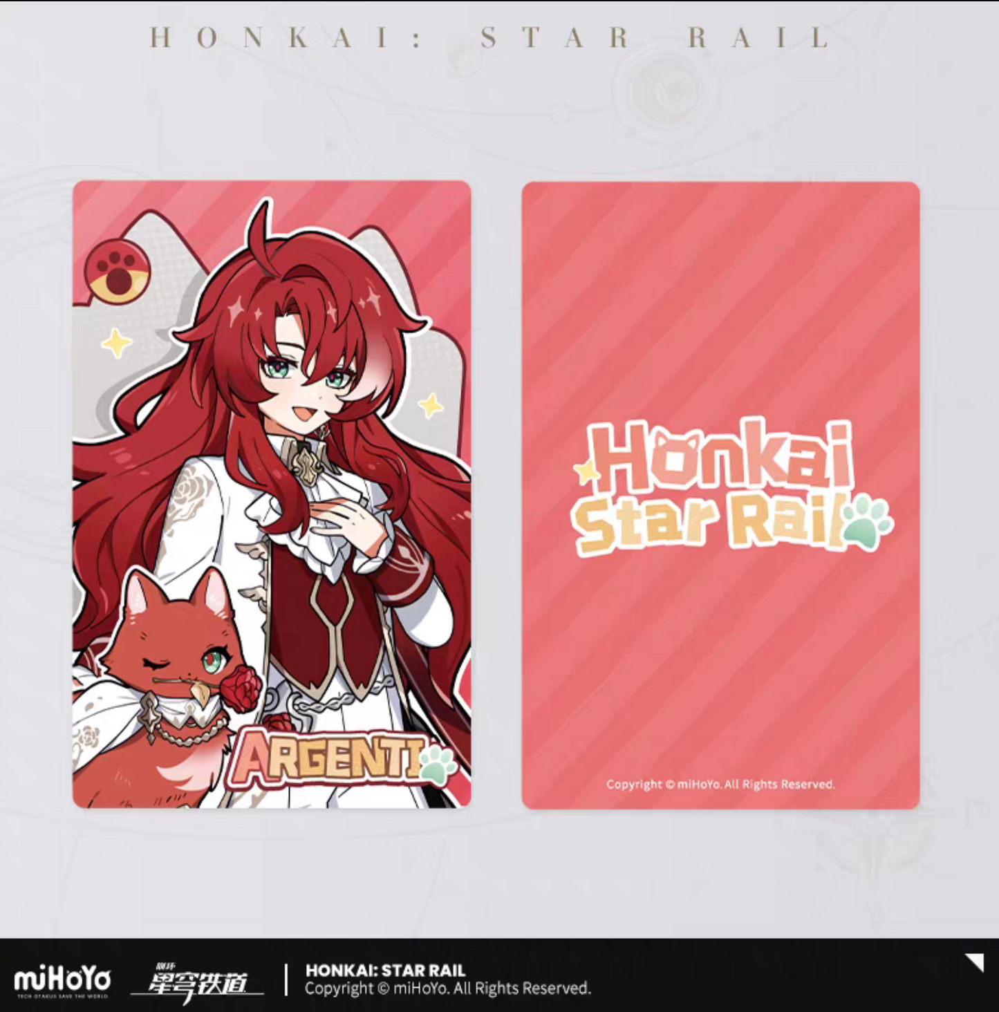 Honkai Star Rail chibi cat laser ticket Vol.3 - Sparkle red theme black cat fox mask front and back