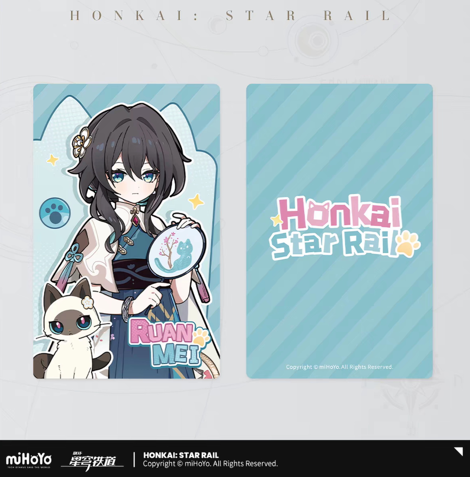 Honkai Star Rail chibi cat laser ticket Vol.3 - Acheron purple theme black cat companion front and back