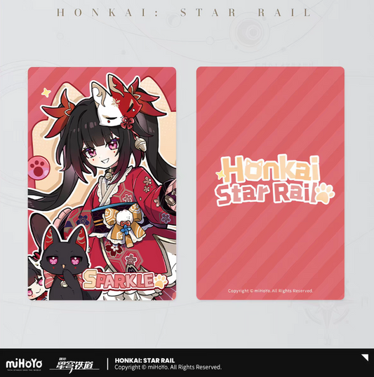 Honkai Star Rail chibi cat laser ticket Vol.3 - Rappa red-pink theme cat-ear hat mini companion front and back