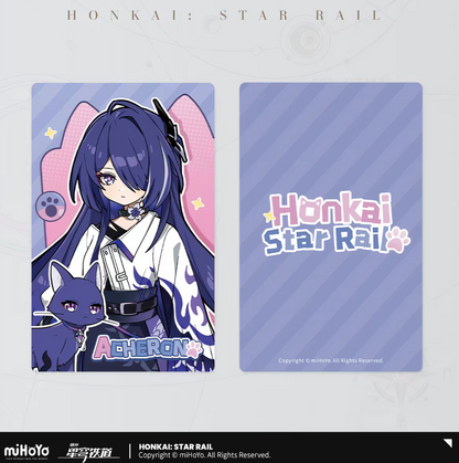 Honkai Star Rail chibi cat laser ticket Vol.3 - The Herta purple witch hat grey cat familiar front and back