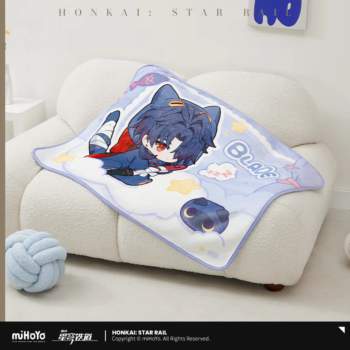 Honkai Star Rail Boys Dorm Chibi Blanket Argenti Cat Onesie Pink Design miHoYo