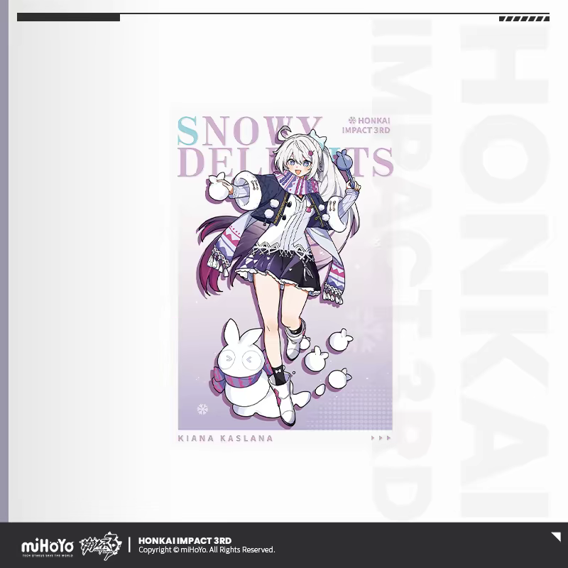 Honkai Impact 3 Snowy Delights PET Postcard Kiana Kaslana Winter Outfit miHoYo
