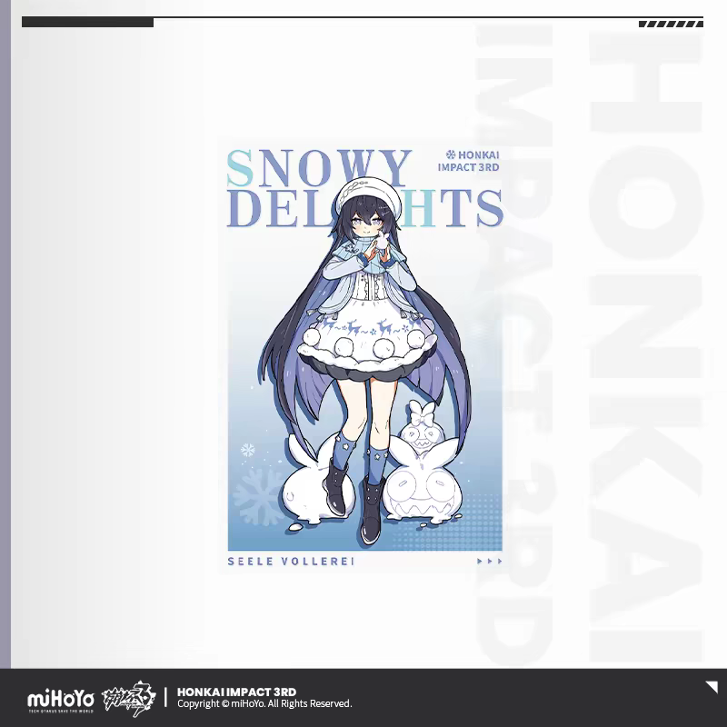 Honkai Impact 3 Snowy Delights PET Postcard Seele Vollerei Winter Dress miHoYo