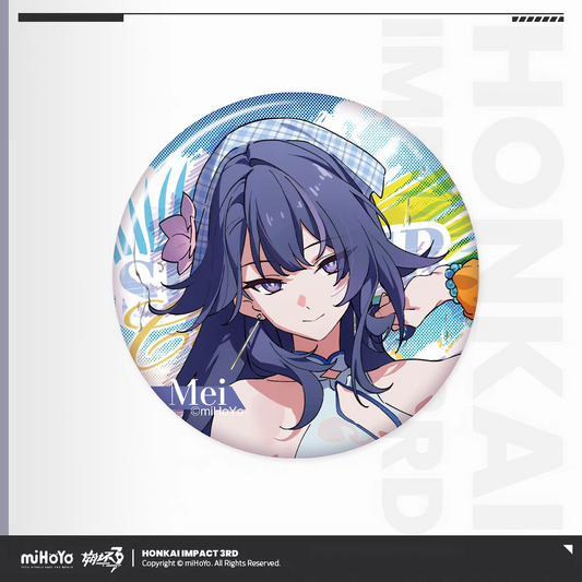 Honkai Impact 3 Summer Leisure Vol.6 Tin Badge Raiden Mei Navy Swimsuit Purple Flower miHoYo