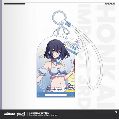Honkai Impact 3 Summer Cruise Vol.6 Acrylic Keychain Seele Vollerei White Ruffled Swimsuit Teal Bow miHoYo