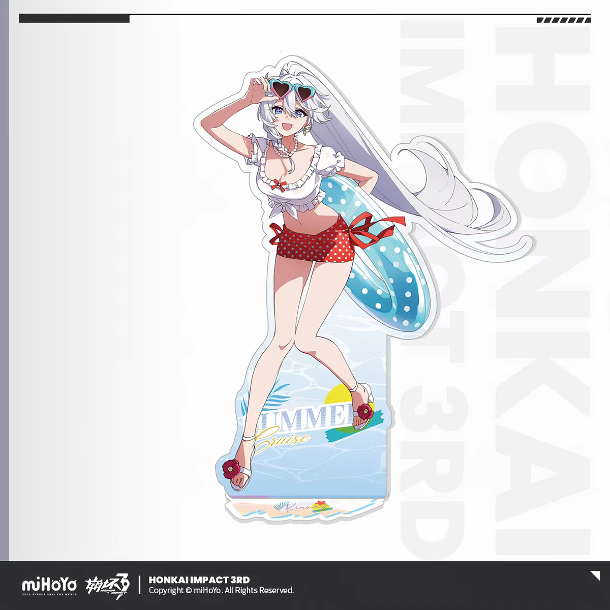 Honkai Impact 3 Summer Cruise Vol.6 Acrylic Stand Kiana Kaslana Surfboard White Bikini Red Shorts miHoYo