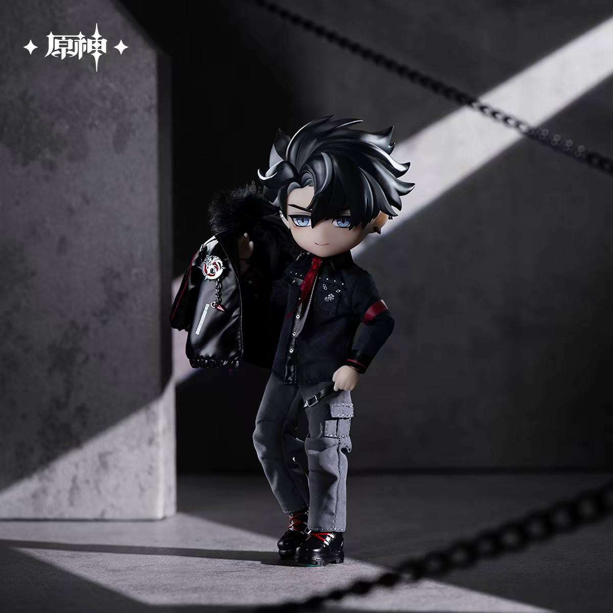 Genshin Impact Wriothesley Articulated Doll Standing Pose Jacket Over Shoulder Wolf Badge Detail miHoYo