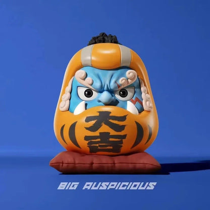 One Piece Jinbe Daruma Doll Figure - BIG AUSPICIOUS 大吉 with Red Cushion