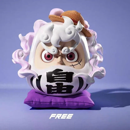 One Piece Luffy Gear 5 Nika Daruma Figure - FREE 自由 Car Dashboard Collectible