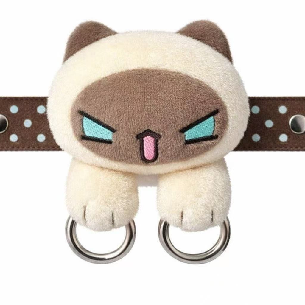 Cute Plush Angry Cat Keychain Bag Charm 4-Pack Set