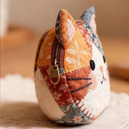 Cute Cat Colorblock Coin Purse Aesthetic Pouch for Women