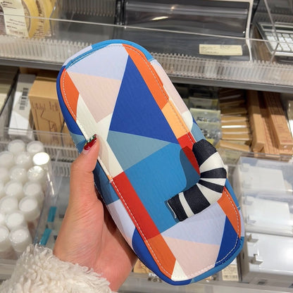 Japanese Color Block Patchwork Cat Pencil Case Cute