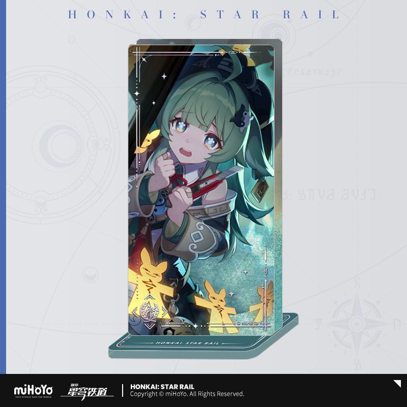 Honkai: Star Rail Night of Fright Light Cone quicksand acrylic stand on a teal base