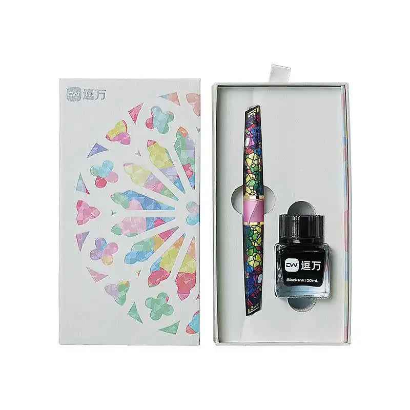 European Retro Pen Set: Stained Glass Design, Holiday Gift