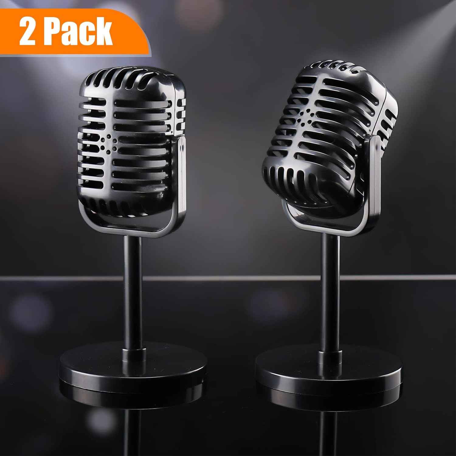2pcs Retro Microphone Props Model Plastic Fake Microphone Decor