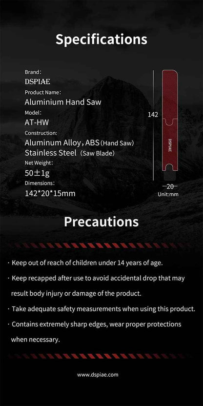 DSPIAE Aluminium Mini Hand Saw For Scale Model Miniature (AT-HW) - TTpen