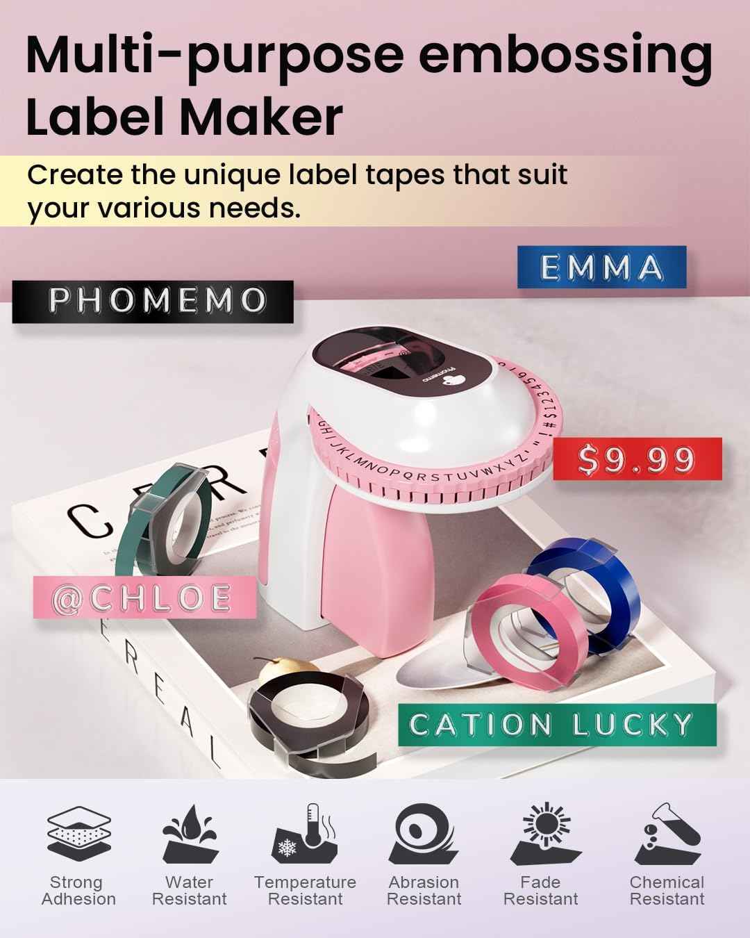 Phomemo E975 Embossing Label Maker Machine with 6 Tapes - TTpen