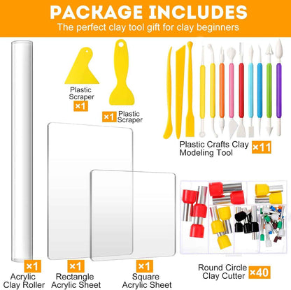 56Pcs Polymer Clay Cutters Tools for DIY Craft