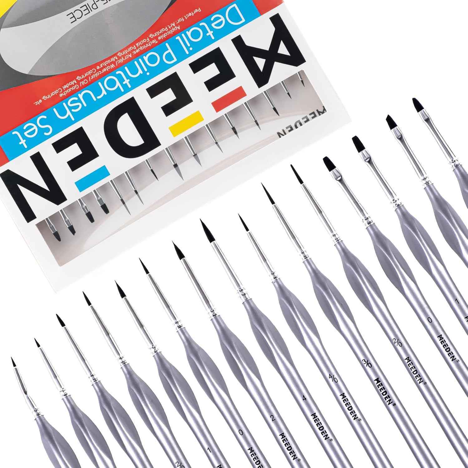 MEEDEN Detail Paintbrush Set 15 Pieces Miniature Paint Brush