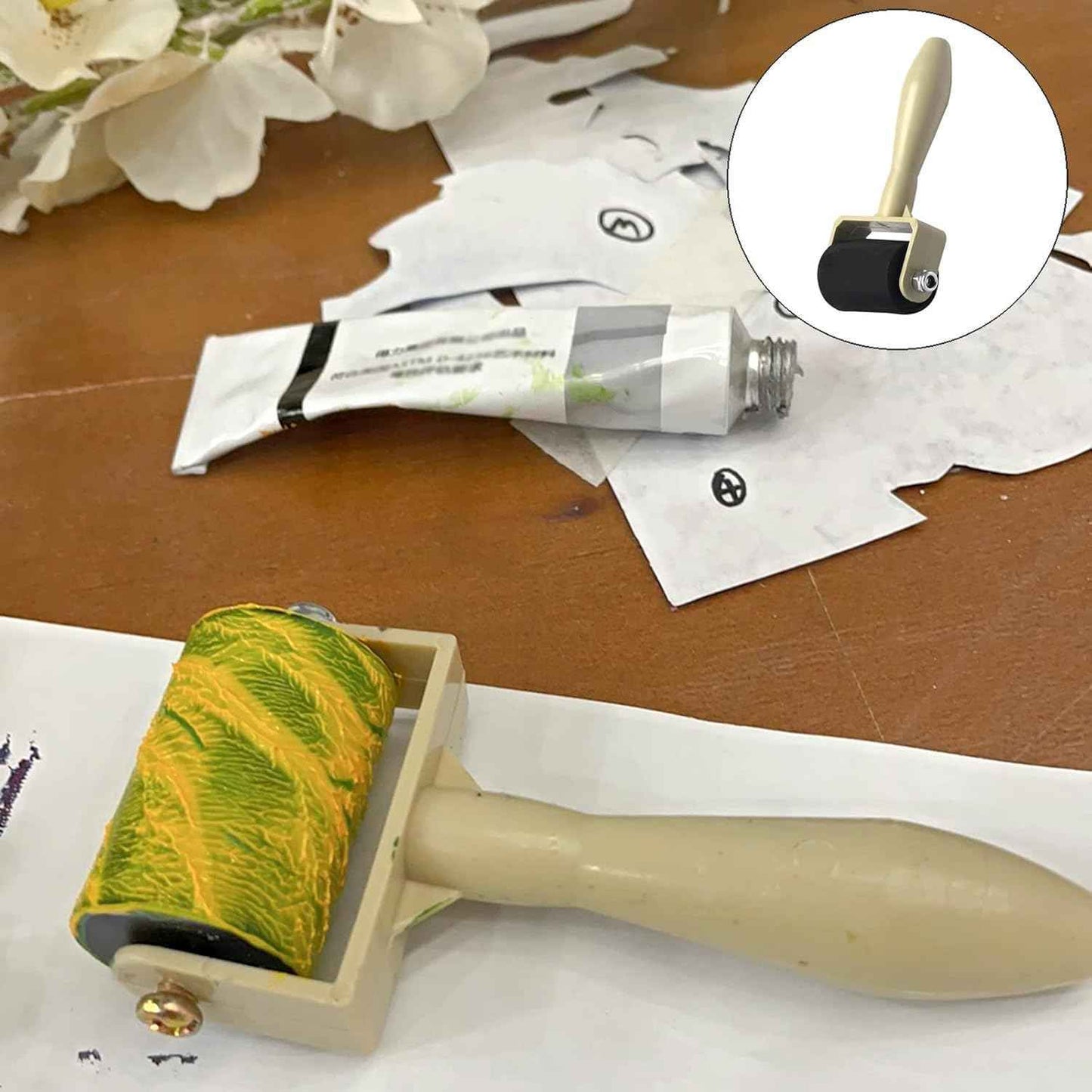 3 Pack Rubber Brayer Roller,1.4/2.4/4 Inch for Printmaking
