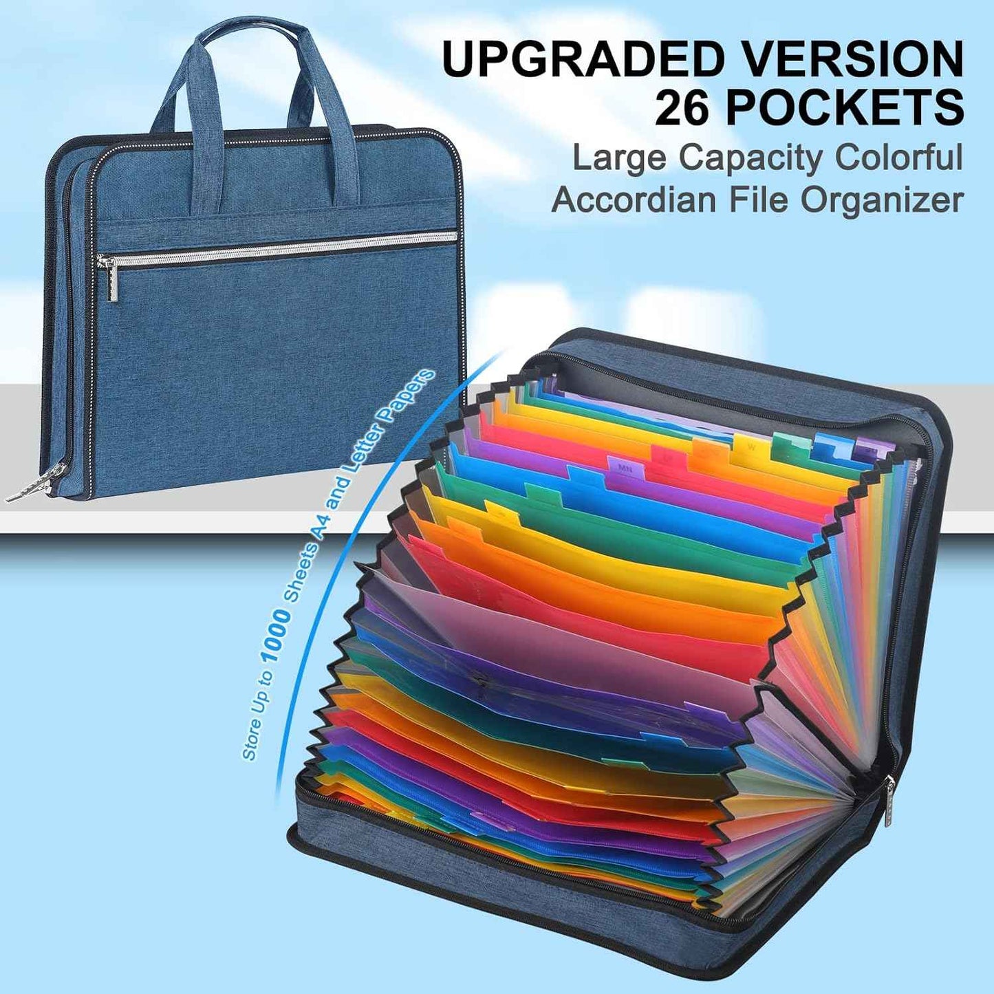 26 Pockets Expanding A4 File Folder Organizer with Handle - TTpen
