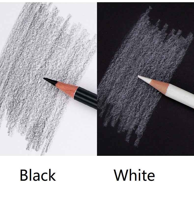 BRUTFUNER 12Pcs Black & White Oily Color Sketch Drawing Pencils - TTpen