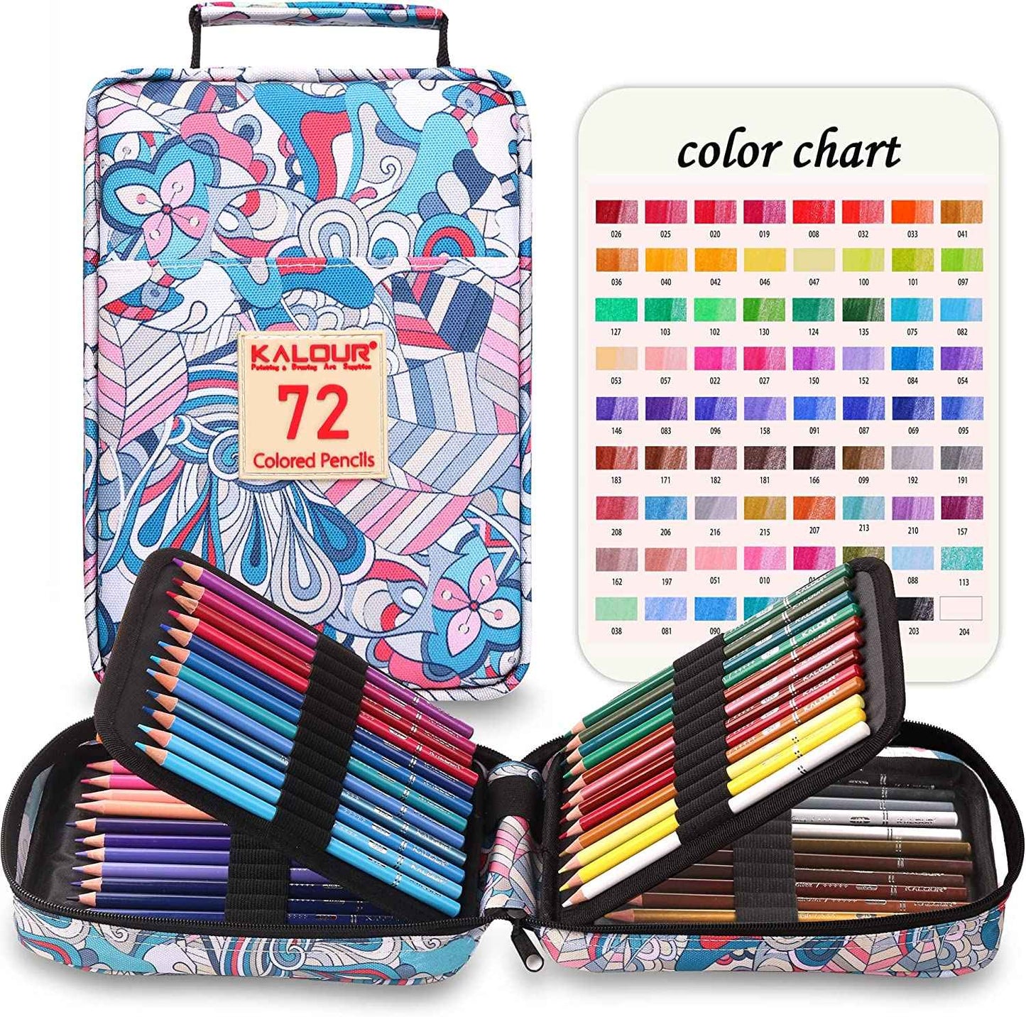 KALOUR 72 Colored Oil Based Art Drawing Pencils with Pencil Case Blue - TTpen