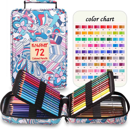 KALOUR 72 Colored Oil Based Art Drawing Pencils with Pencil Case Blue - TTpen