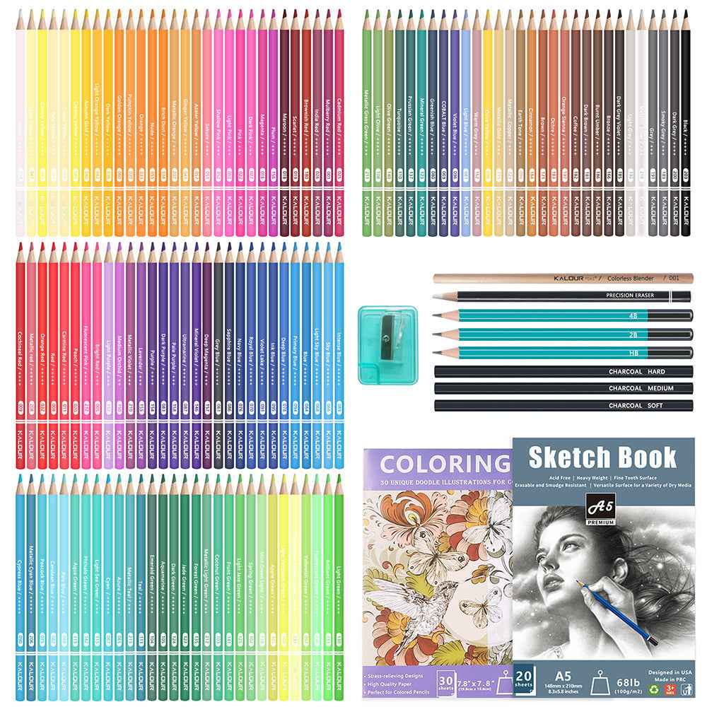 KALOUR 132 Colored Pencils Set with Portable Zipper Travel Case - TTpen