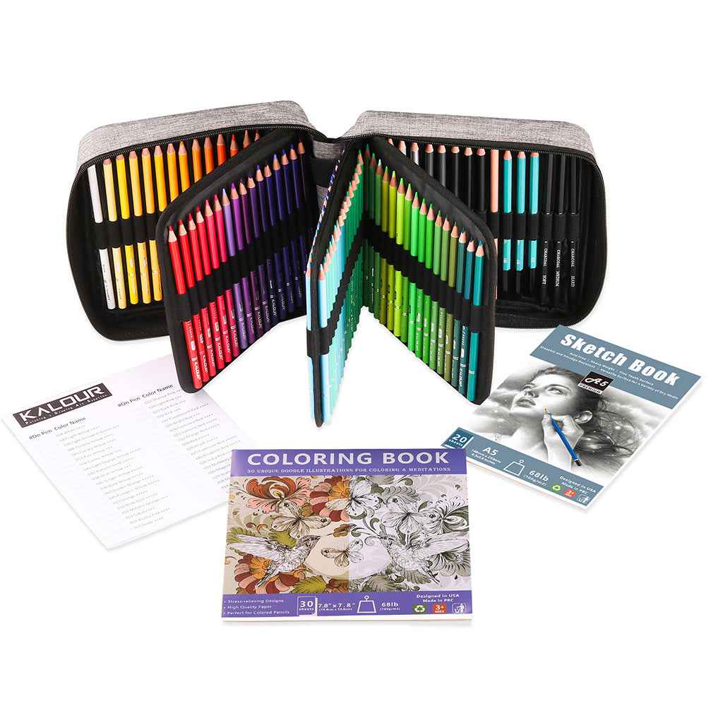 KALOUR 132 Colored Pencils Set with Portable Zipper Travel Case - TTpen