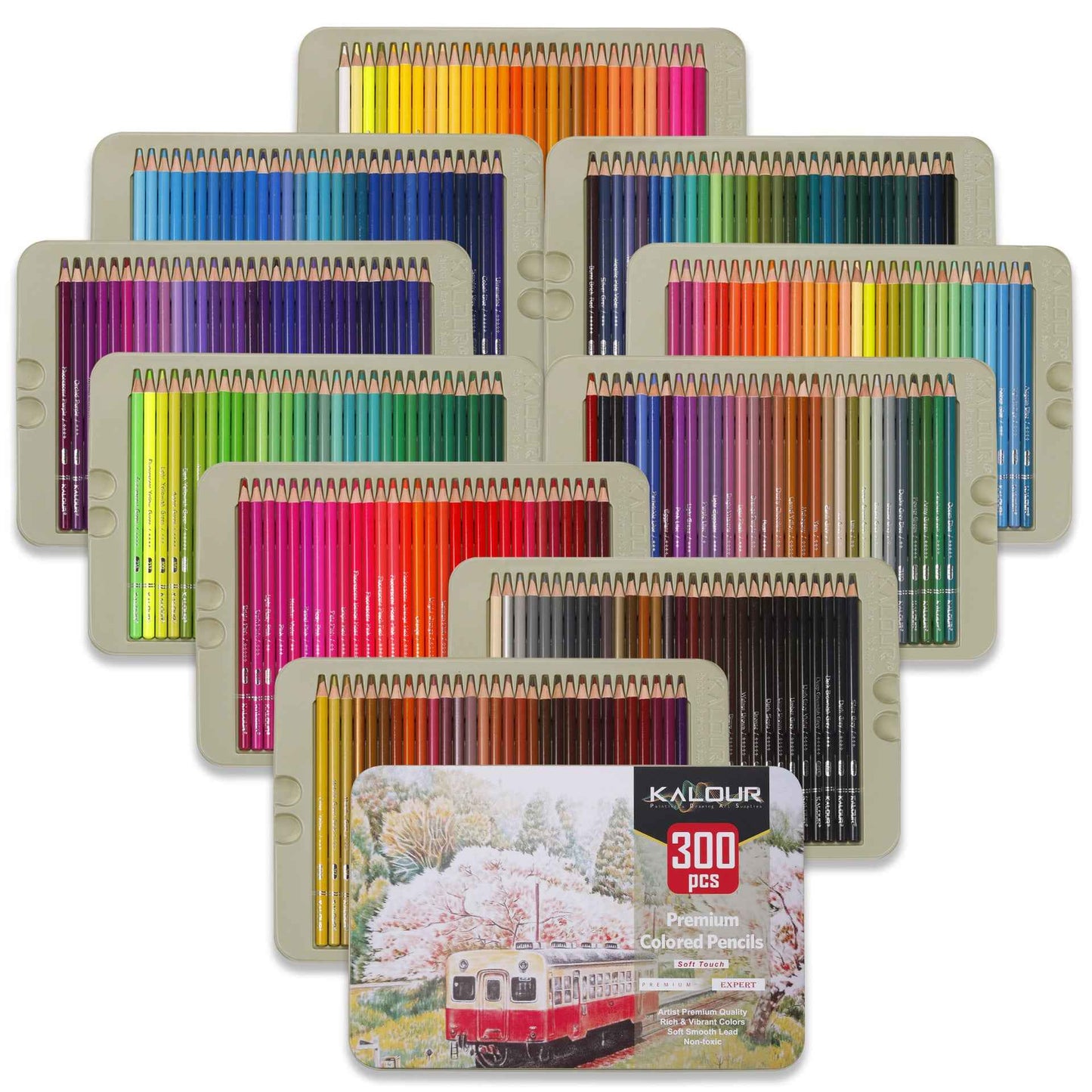 KALOUR 300 Colors Professional Colored Pencils Set Tin Box - TTpen