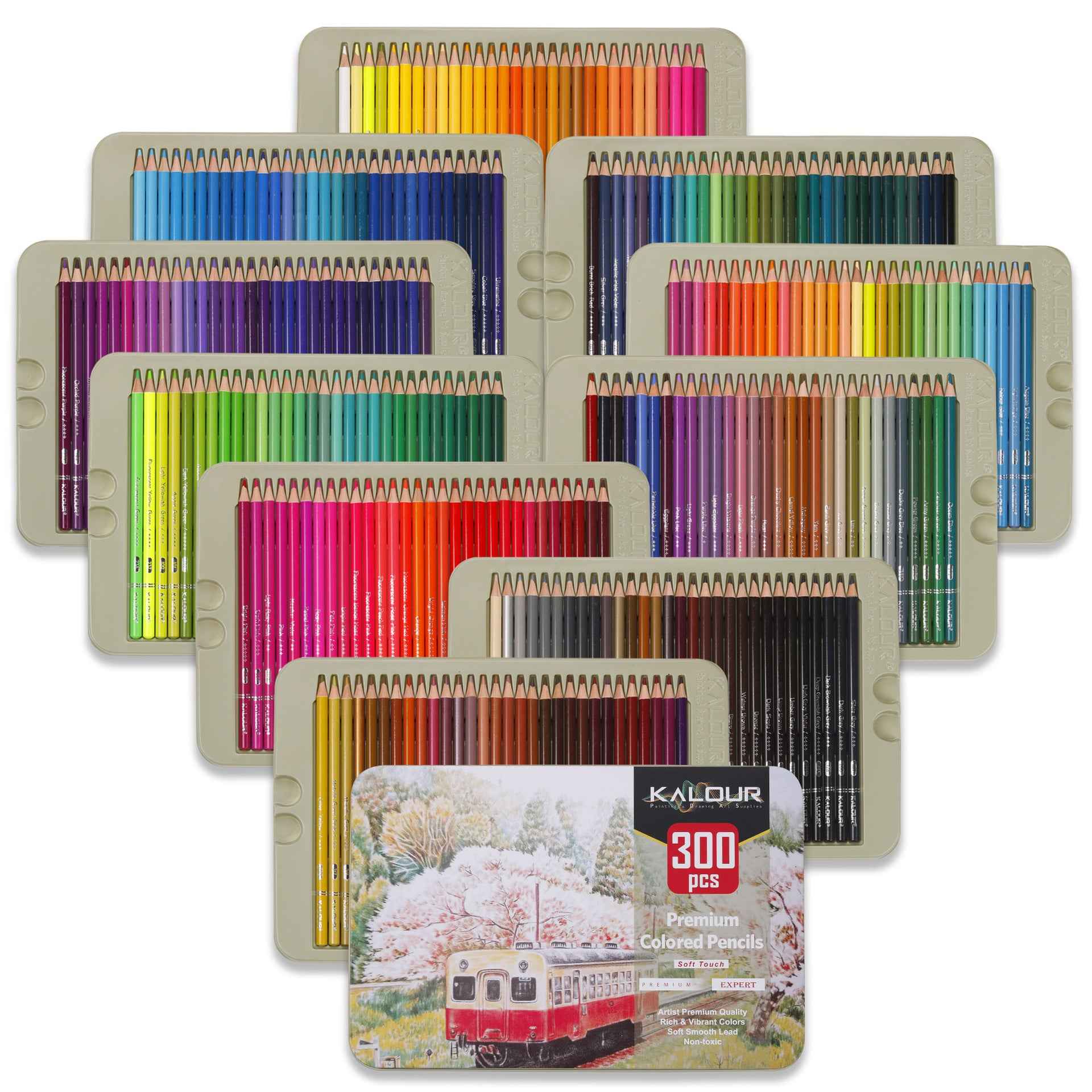 KALOUR 300 Colors Professional Colored Pencils Set Tin Box - TTpen