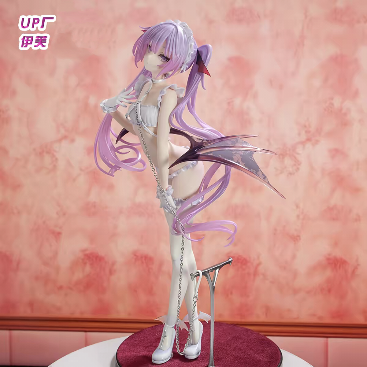 UP Studio Eve 1/6 Scale Anime Figure – Succubus Devil Girl White Lace Harness Chain Purple Twin-Tail Collectible Statue