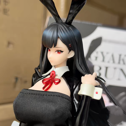 Gyaku Bunny OL Reverse Bunny Girl 1/6 Scale Anime Figure – Black Long Hair Red Eyes Black Stockings Office Lady Collectible Statue