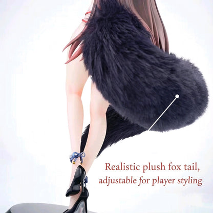BearPanda x TACCO Bara Fox Girl 1/6 Scale Anime Figure – Real Plush Fox Tail Black Cat Ear Red Rose Collectible Statue
