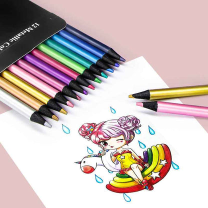 BRUTFUNER 12 Color Metallic Colored Drawing Pencils - TTpen