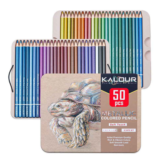 KALOUR 50 Metallic Colored Pencils for Adult Coloring Drawing - TTpen